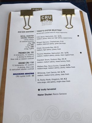 Menu photo 7 CRU Nantucket, MA