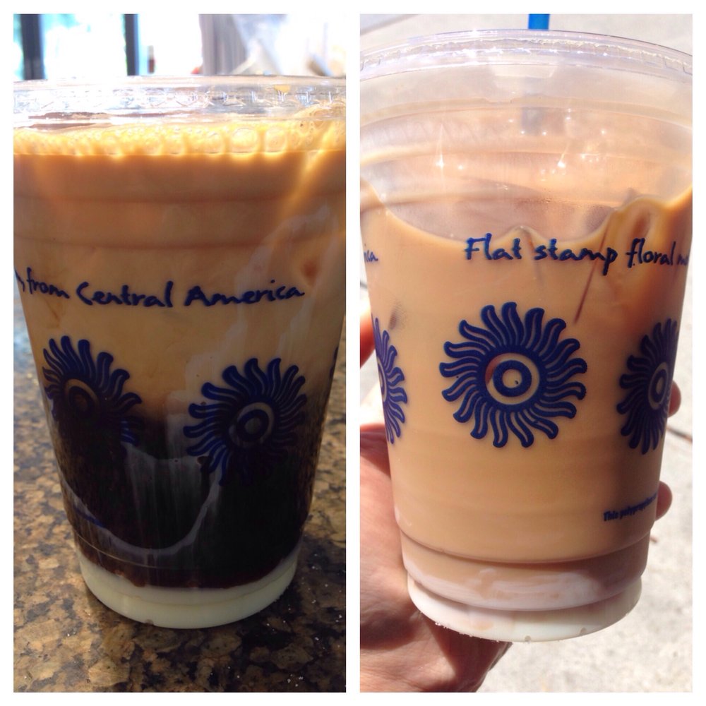 Peet's Coffee - Left: Black Tie before stirring; Right: Black Tie after stirring - Coffee & Tea Near Me - Santa Clara, California Peet's Coffee - Left: Black Tie before stirring; Right: Black Tie after stirring - Coffee & Tea Near Me - Santa Clara, California