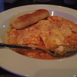 The Oaks At Eagle Creek - Wednesday was pasta night so got the seafood ravioli for a good deal. Shrimp and scallops were delicious.