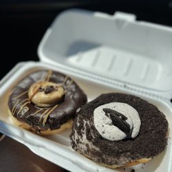 Okaloosa Donuts - Chocolate peanut butter cheesecake and cookies & cream
