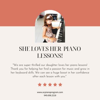 Piano Lessons With OC Piano Program - Families love our piano lessons! Find out why we're the top choice for piano lessons in Orange County - Musical Instruments & Teachers Near Me Piano Lessons With OC Piano Program - Families love our piano lessons! Find out why we're the top choice for piano lessons in Orange County - Musical Instruments & Teachers Near Me