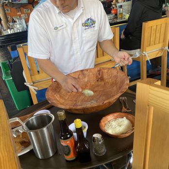 Captain Tony's - Table-side Caesar salad prep - Seafood Near Me - Cabo San Lucas, BCS Captain Tony's - Table-side Caesar salad prep - Seafood Near Me - Cabo San Lucas, BCS