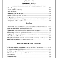 Western Cafe - Breakfast menu