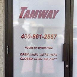 Perfect representation of their hours!! "Open when we're here. Closed when we ain't."