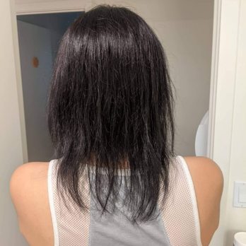 BB Hair Salon - Shortest layer, uneven: Longer on right, weirdly thin in back middle - Hair Salons Near Me - Union City, California BB Hair Salon - Shortest layer, uneven: Longer on right, weirdly thin in back middle - Hair Salons Near Me - Union City, California