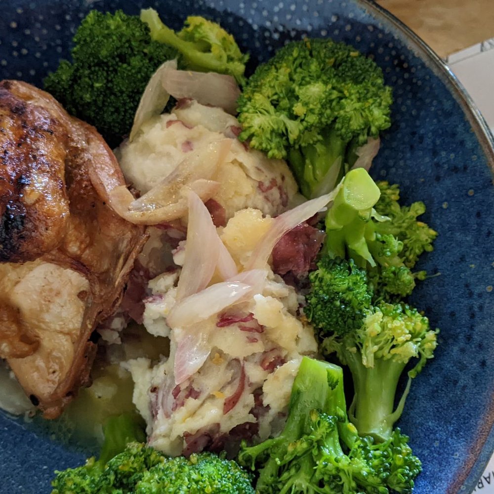 Wunderbar Bistro - Oven roasted chicken...with a leg already removed by hungry customer... - American Near Me - Hudson, New York Wunderbar Bistro - Oven roasted chicken...with a leg already removed by hungry customer... - American Near Me - Hudson, New York