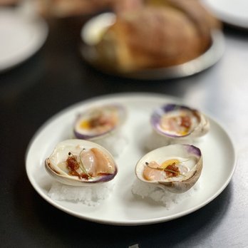 Wildair - Top neck clams, XO, almond milk - New American Near Me - New York, New York Wildair - Top neck clams, XO, almond milk - New American Near Me - New York, New York