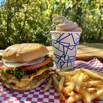 Red Box Car - a cheeseburger with fries and a drink - American Near Me - Red Lodge, Montana