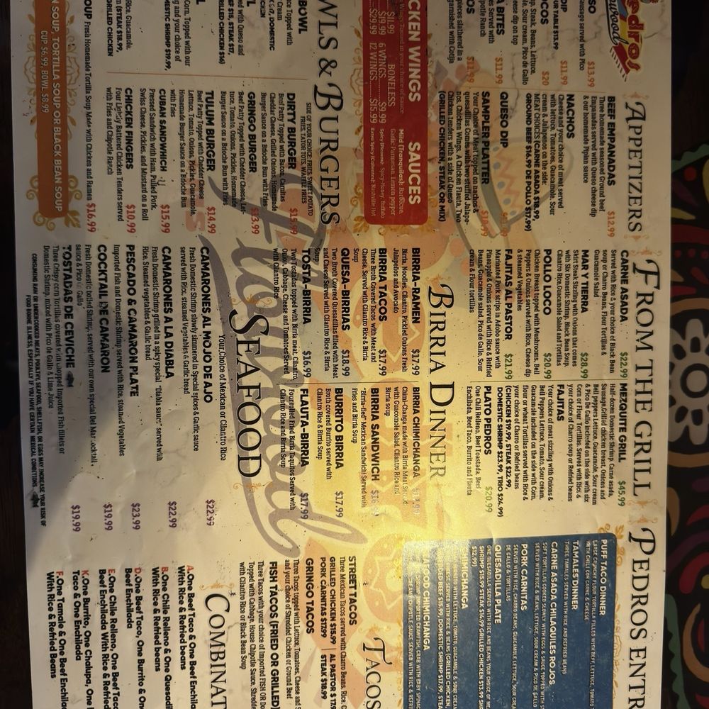 Pedro's - Menu - Appetizer's and Dinner - Mexican Near Me - Flowood, Mississippi Pedro's - Menu - Appetizer's and Dinner - Mexican Near Me - Flowood, Mississippi