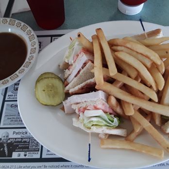 Olympia Diner - Turkey club w French fries.  August, 2024 - Diners Near Me - Newington, Connecticut