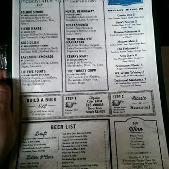 Thirsty Crow - Front side of Menu - Cocktail Bars Near Me - Los Angeles, California