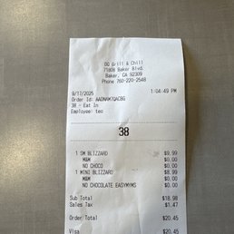 Receipt for ice cream. Receipt for ice cream.