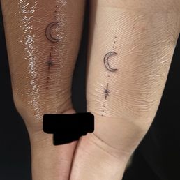 We got a moon and star tattoo. We got a moon and star tattoo.