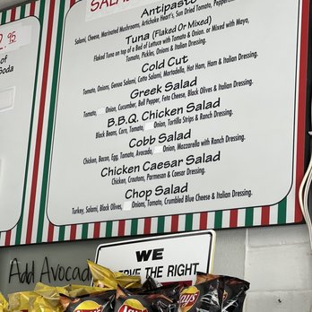 Tony's Deli - Salad Menu. - Sandwiches Near Me - Burbank, California