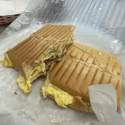 A look at my bacon, egg and cheese on Cuban bread