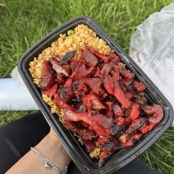 Green Tea - roast pork and fried rice combo