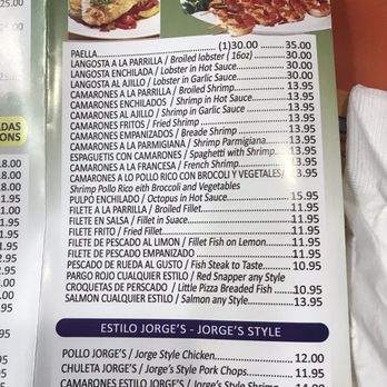 Jorge's Restaurant - Menu seafood - Latin American Near Me - Ridgewood, New York