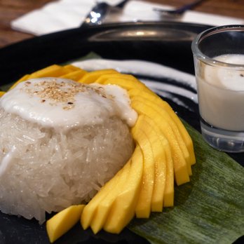 Sup Thai Kitchen - Mango Sticky Rice with Coconut Cream - Thai Near Me - Fresh Meadows, New York Sup Thai Kitchen - Mango Sticky Rice with Coconut Cream - Thai Near Me - Fresh Meadows, New York