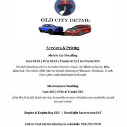 Price sheet, contacting info for price quotes, maintenance washing information, Social media business platforms.