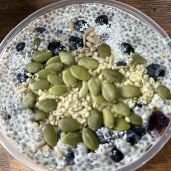 IV Juice Bar - Keto bowl with peanut butter, chia pudding, blueberries, unsweetened coconut, pumpkin seeds, and sunflower seeds. - Juice Bars & Smoothies Near Me - Rancho Cucamonga, California IV Juice Bar - Keto bowl with peanut butter, chia pudding, blueberries, unsweetened coconut, pumpkin seeds, and sunflower seeds. - Juice Bars & Smoothies Near Me - Rancho Cucamonga, California