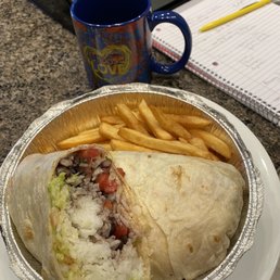 Shrimp burrito (w/o cheese): Huge portions. Delicious food. Attentive staff.
