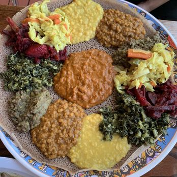 Taffach Ethiopian Restaurant - Taffach Veggie Combo Serves Two Guests - Ethiopian Near Me - Davis, California Taffach Ethiopian Restaurant - Taffach Veggie Combo Serves Two Guests - Ethiopian Near Me - Davis, California