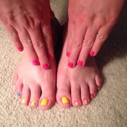 Rainbow pedicure and gel manicure Rainbow pedicure and gel manicure