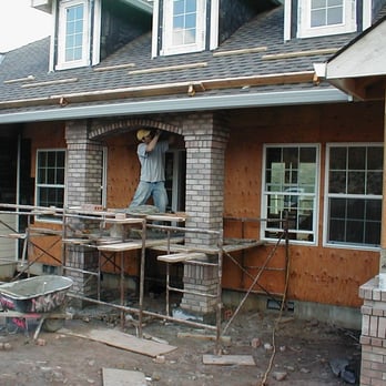 Oregonbrick - New construction or remodel , we can do it all . here we are installing a flat arch with columns in entry and veneer of the front . - Masonry/Concrete Near Me