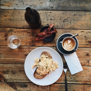 Ozone Coffee - Scrambled eggs on toast and a flat white - Coffee & Tea Near Me - London, XGL