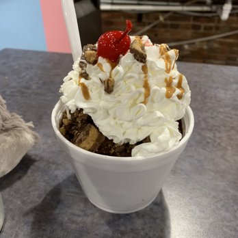 Scoopy Dooby - an ice cream sundae with whipped cream and a strawberry - Ice Cream & Frozen Yogurt Near Me - Binghamton, New York