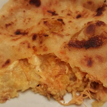 Panaderia Y Pupuseria - Inside of the chicken, potato, cheese pupusa - Salvadoran Near Me - Norcross, Georgia