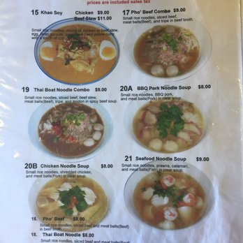 Racha Noodle - Page pho of menu - Noodles Near Me - Redding, California