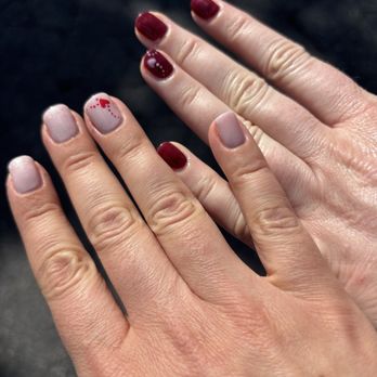 Holiday Nails - Jenny bringing out the cute holiday inspired doodles!! Spreading the love with some Hearts for VDay. - Nail Salons Near Me - Los Angeles, California