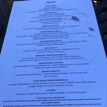 Hannah's Off The Square - Brunch Menu - New American Near Me - Denton, Texas Hannah's Off The Square - Brunch Menu - New American Near Me - Denton, Texas