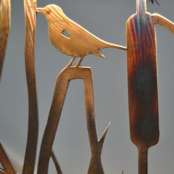 Monarch Metal Works - Close-up of bird and cattail - Metal Fabricators Near Me - Langley, Washington Monarch Metal Works - Close-up of bird and cattail - Metal Fabricators Near Me - Langley, Washington