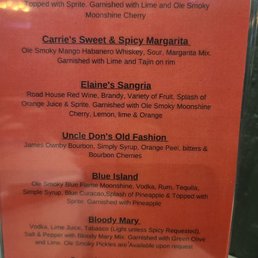 Cocktail menu Cocktail menu