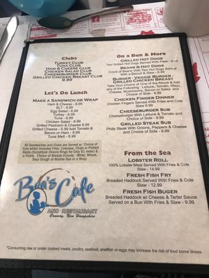 Menu photo 2 Bea's Cafe Conway, NH