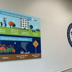 Sandy Jacobs Government Center - 4-2024 signs along the hallway