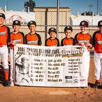 Custom Design Services Print Shop - Impact Baseball Team with banner from CDS professional services. - Printing Services Near Me - Apple Valley, California