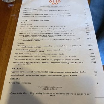 Otto - Menu - Pizza Near Me - Chester, Connecticut