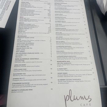 Plums Cafe - Cocktail menu - Breakfast & Brunch Near Me - Costa Mesa, California