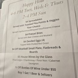 Happy hour menu Happy hour menu
