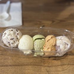 Ice Cream Jubilee - Ice Cream Flight: Red Bean Almond Cookie, Baklava, Strawberry Matcha Latte, Thai Iced Tea, Marionberry