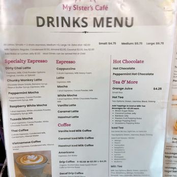 My Sister's Cafe - Drink Menu 2026 - Coffee & Tea Near Me - Sacramento, California My Sister's Cafe - Drink Menu 2026 - Coffee & Tea Near Me - Sacramento, California