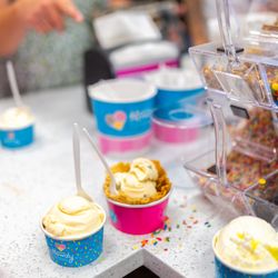 Howdy Homemade Ice Cream - Customers ordered two single scoop cups and a waffle bowl double scoop.