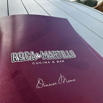 Roca & Martillo - The cover of the dinner menu. - Desserts Near Me - San Antonio, Texas