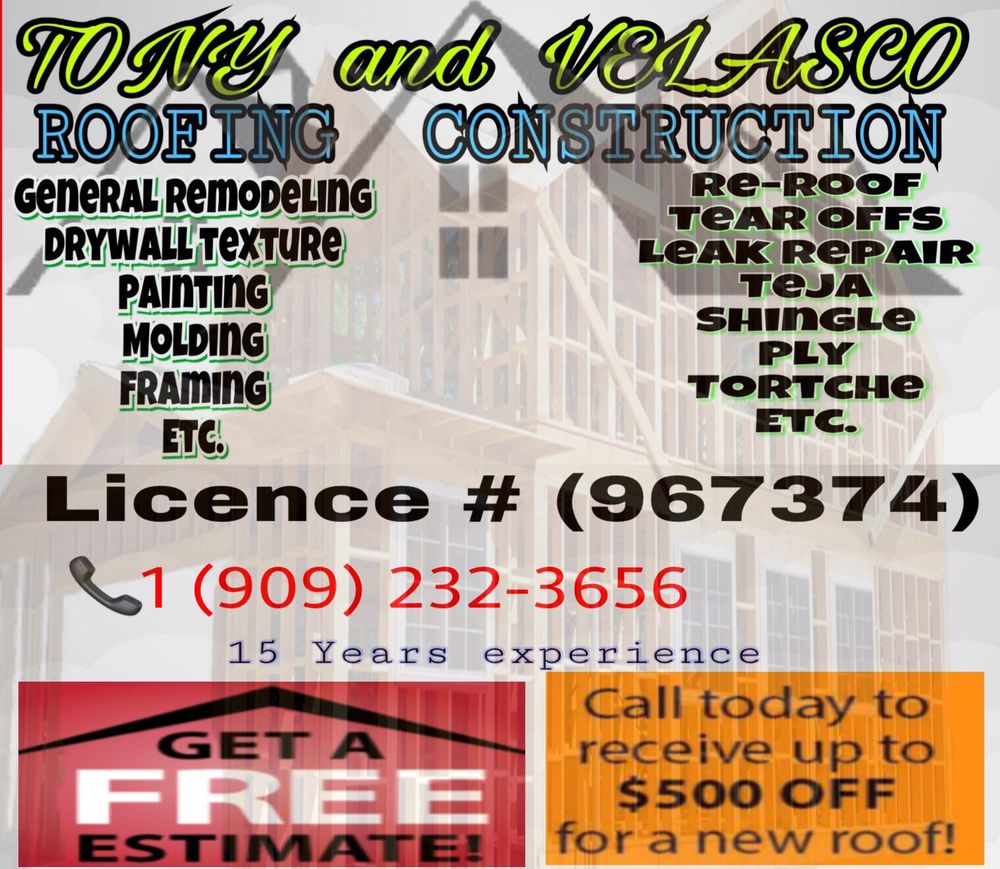 Slide of Tony and Velasco Roofing Constructions