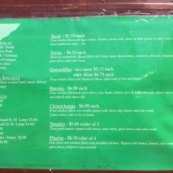 Tacos Maria's - Food truck menu and prices. - Mexican Near Me