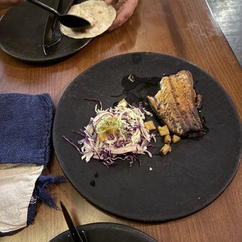 Istmo Oaxacan Cuisine - Bacalao - achiote marinated black cod, came with freshly made flour tortillas - Mexican Near Me - Chicago, Illinois