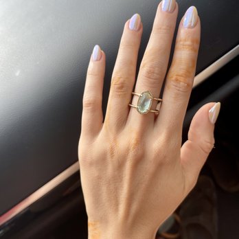 E'Shee Nails Spa - Almond SNS nails with chrome top coat - Waxing Near Me - Austin, Texas